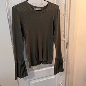 Elegant Olive Long Sleeve Ribbed Sweater